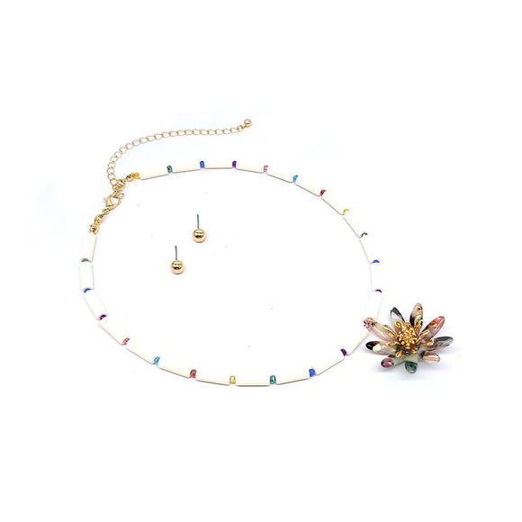 Vivid Flower necklace set - multi