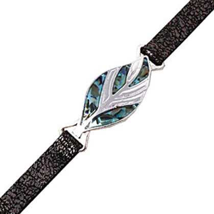 Leaf with abalone leather bracelet