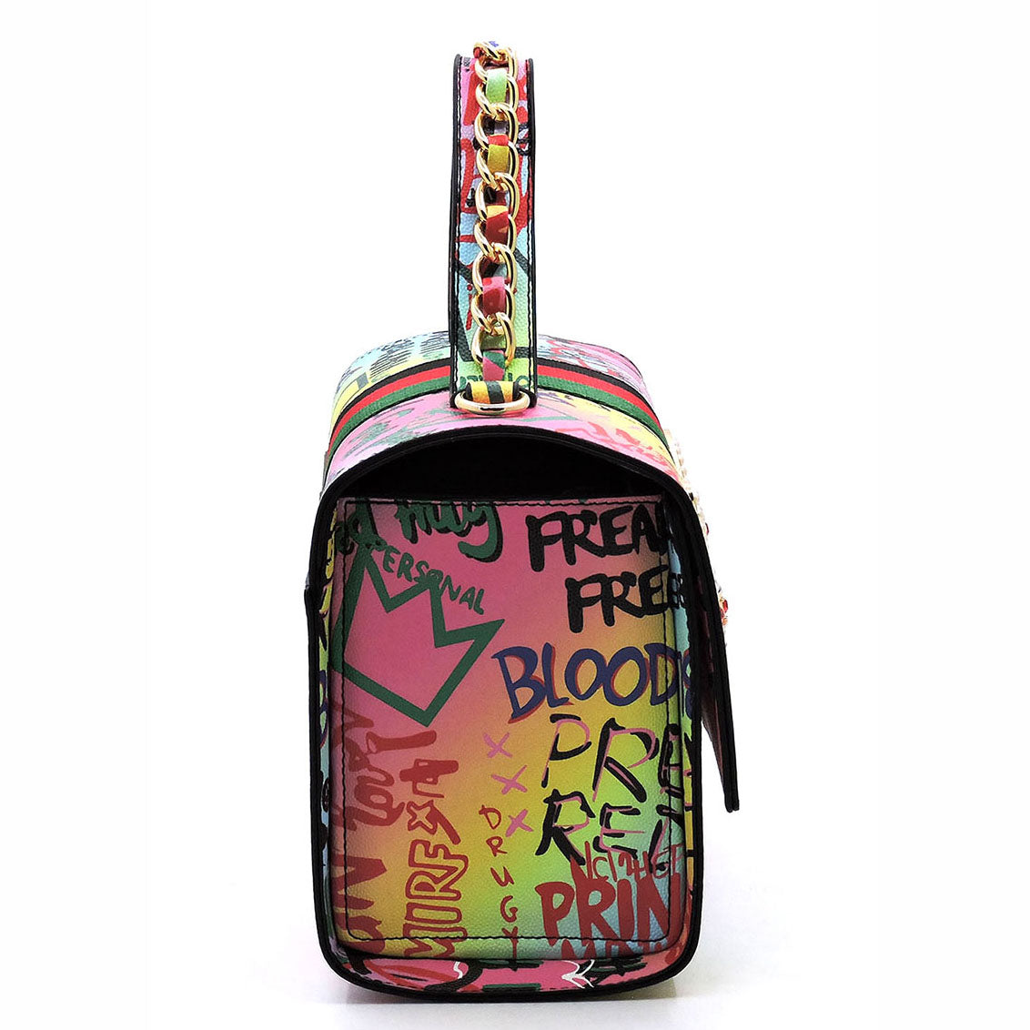 Graffiti Queen Bee Stripe Crossbody Bag