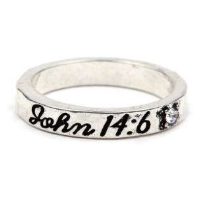 [12pcs set] John 14:6  rings - silver clear
