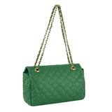 Quilted turn-lock chain shoulder bag - leopard tan