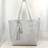 Tassel tote with pouch - grey