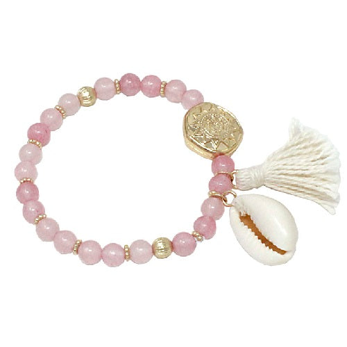 Glass bead w/ shell - pink