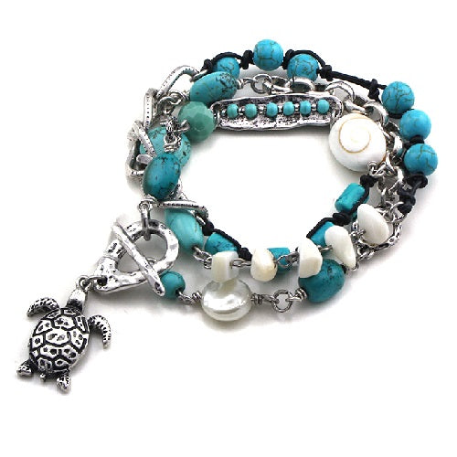 Turtle with pearl & bead bracelet