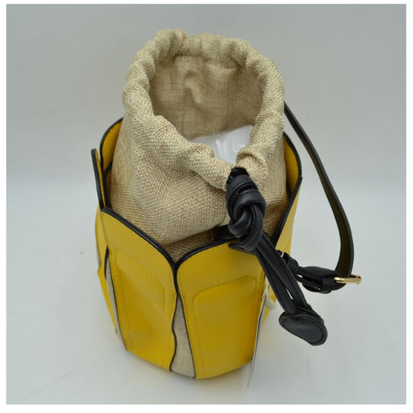 Small drawstring bucket crossbody bag - yellow