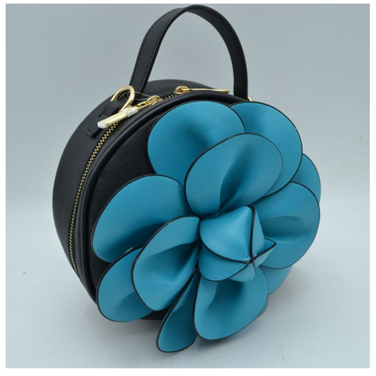 Valentino Garavani taupe leather flower purse hand bag pocketbook adj strap  | eBay