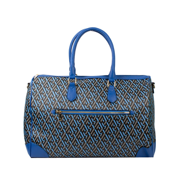 Monogram pattern duffle bag - blue