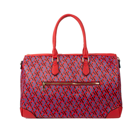 Monogram pattern duffle bag - red