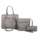 3-in-1 front zipper tote set - pewter
