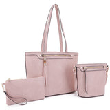 Quilted tote & crossbody body with pouch - blush