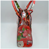 Flower & Butterfly glossy tote - red