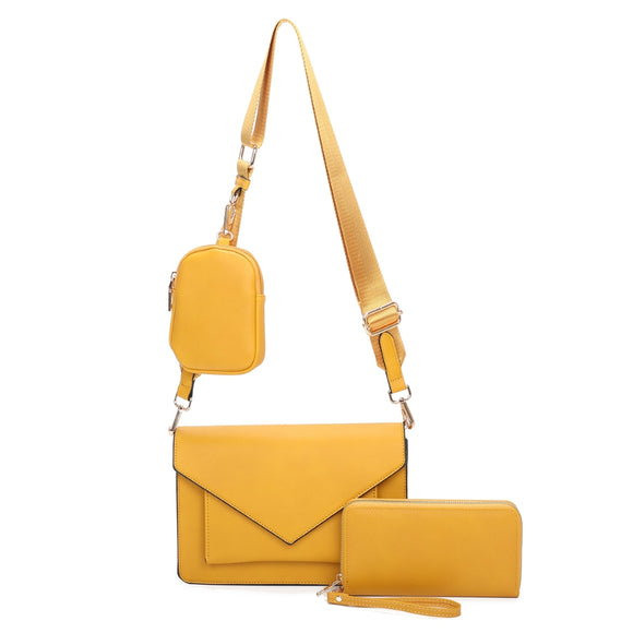 3-in-1 Envelope shoulder bag set - yellow