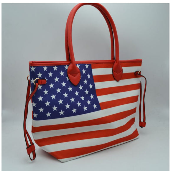 American Flag Tote - red