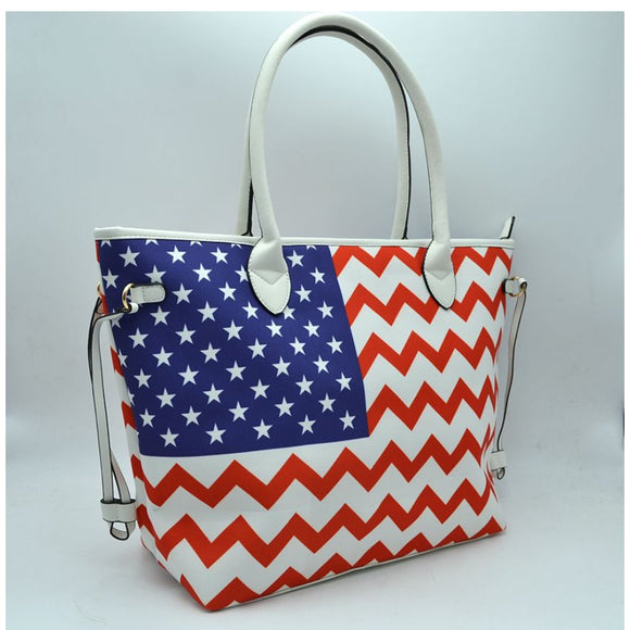 American Flag Tote - red