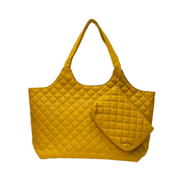 Quilted market tote - mustard