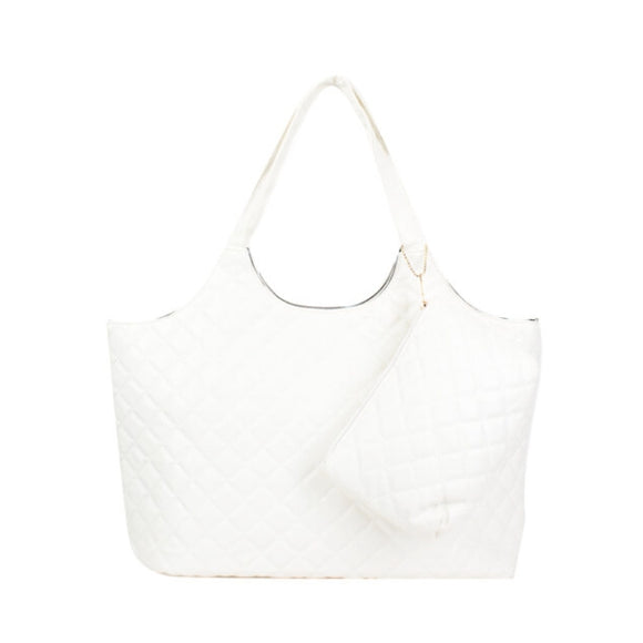 Quilted market tote - white