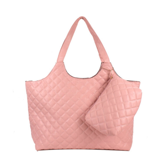Quilted market tote - pink