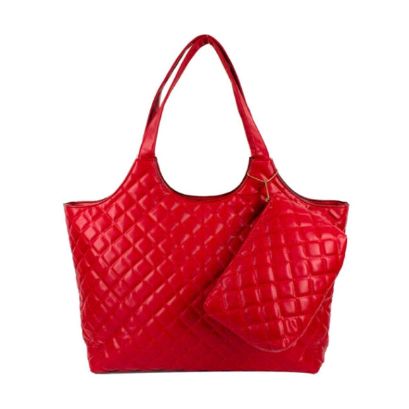 Quilted market tote - red