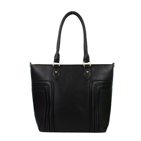 Multiple patched tote - black