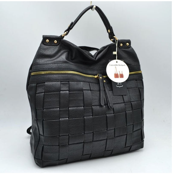 Weaving pattern backpack - black