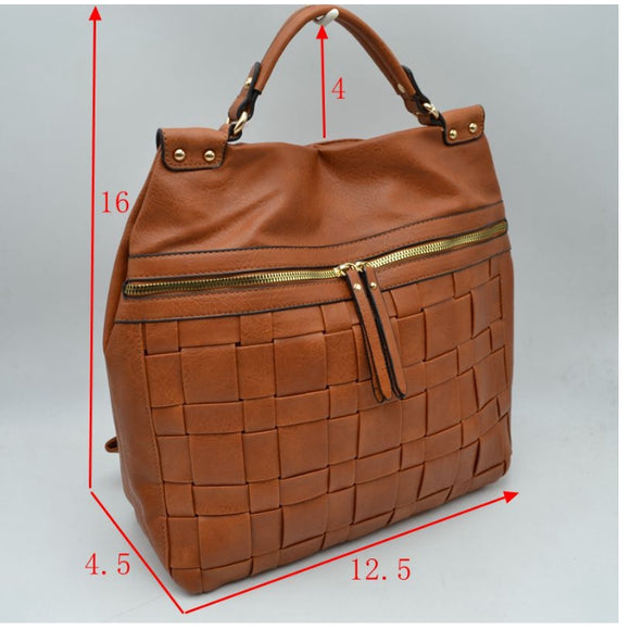Weaving pattern backpack - sage