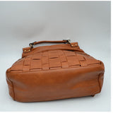 Weaving pattern backpack - brown