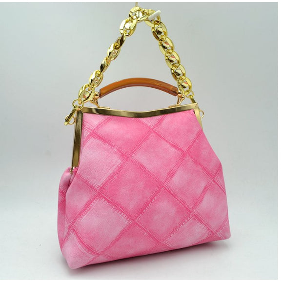 Washed small fake-chain tote - pink
