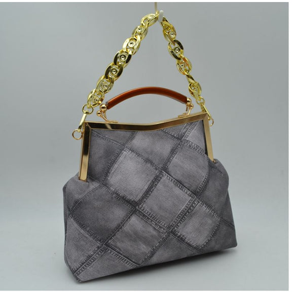 Washed small fake-chain tote - grey