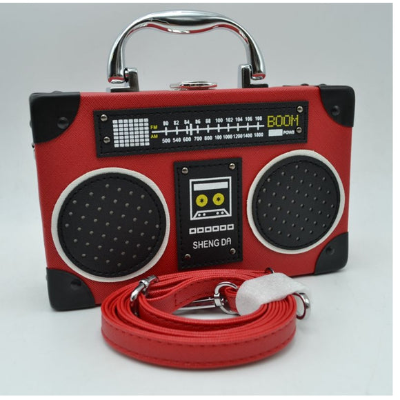 Radio shaped crossbody bag - red