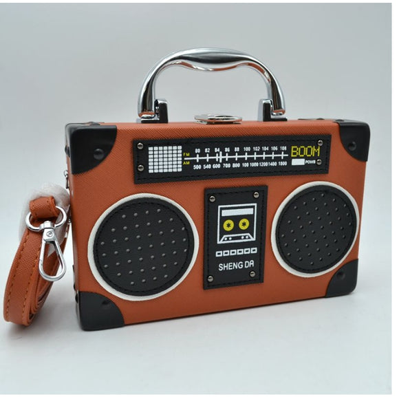 Radio shaped crossbody bag - brown