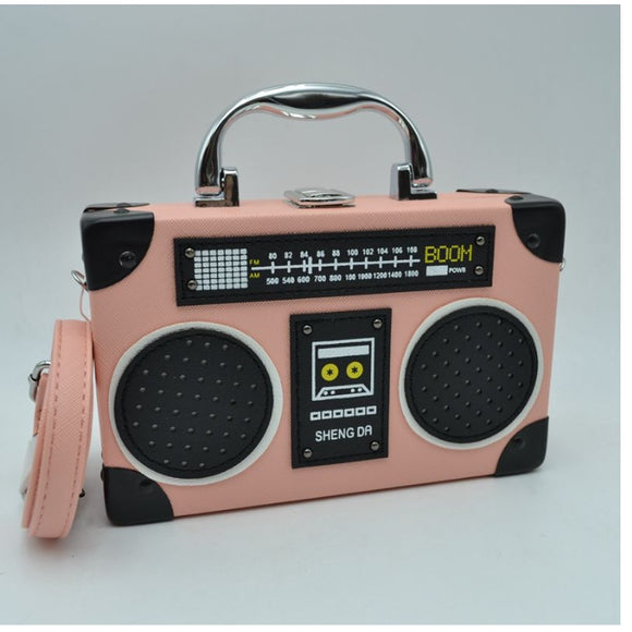 Radio shaped crossbody bag - blush