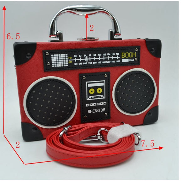 Radio shaped crossbody bag - red
