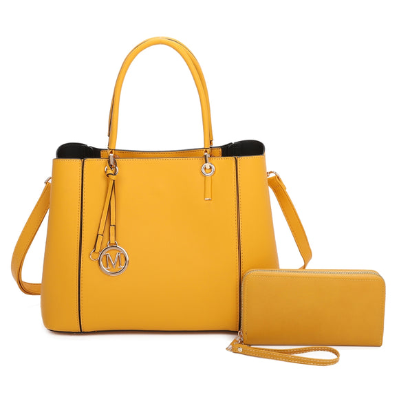 Fashion handbag with wallet - yellow