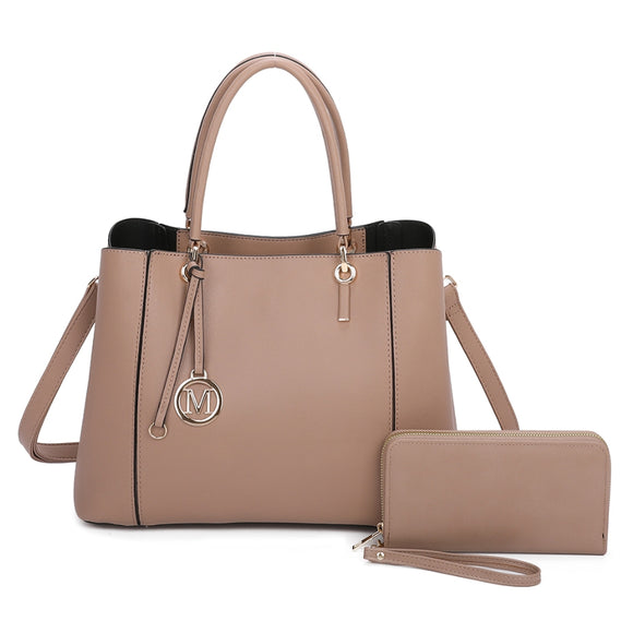 Fashion handbag with wallet - stone