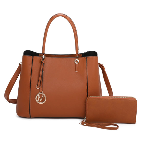 Fashion handbag with wallet - brown