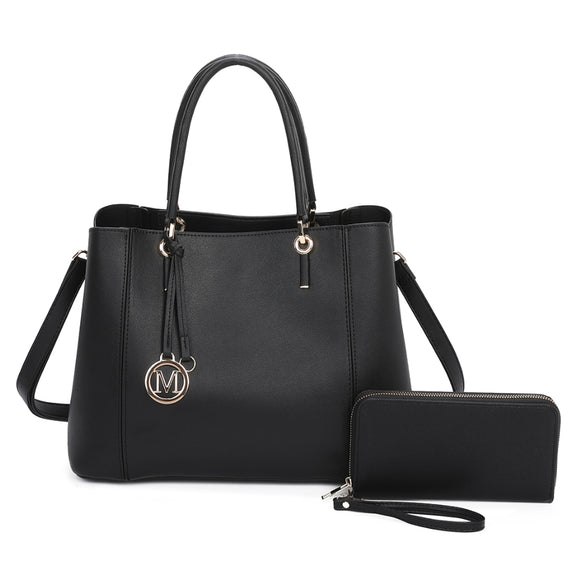 Fashion handbag with wallet - black