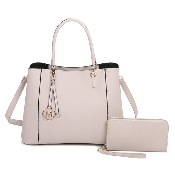 Fashion handbag with wallet - beige