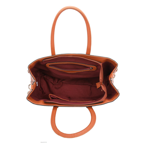 3-in-1 Triangle accent satchel set - orange
