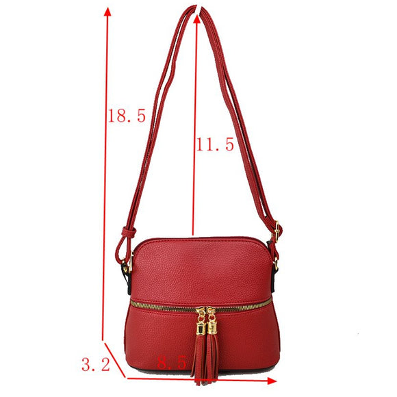 Monogram pattern crossbody bag - khaki/red
