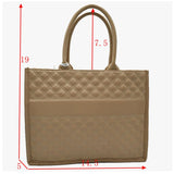 Quilted fashio tote - light taupe