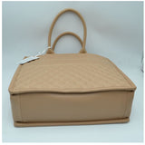 Quilted fashio tote - light tan