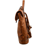 Belted foldover backpack - camel