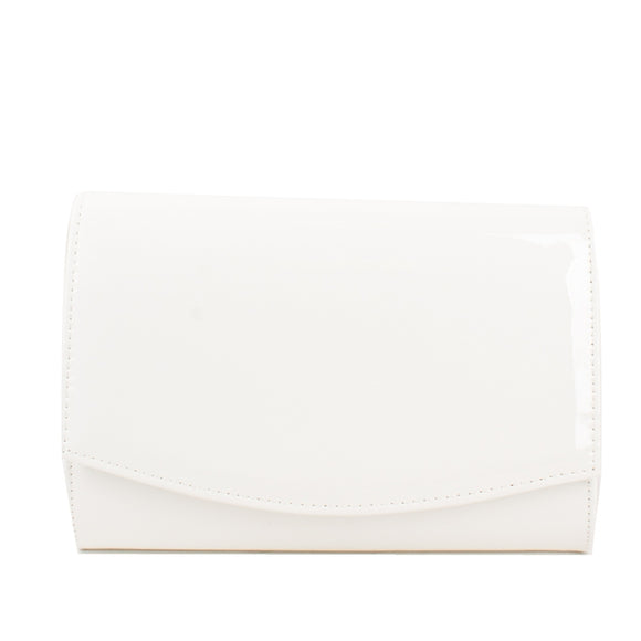 Glossy patent leather evening clutch - white