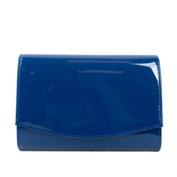 Glossy patent leather evening clutch - blue