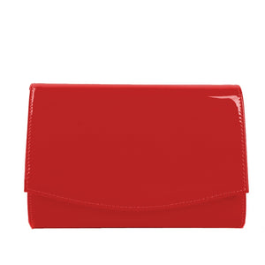 Glossy patent leather evening clutch - red
