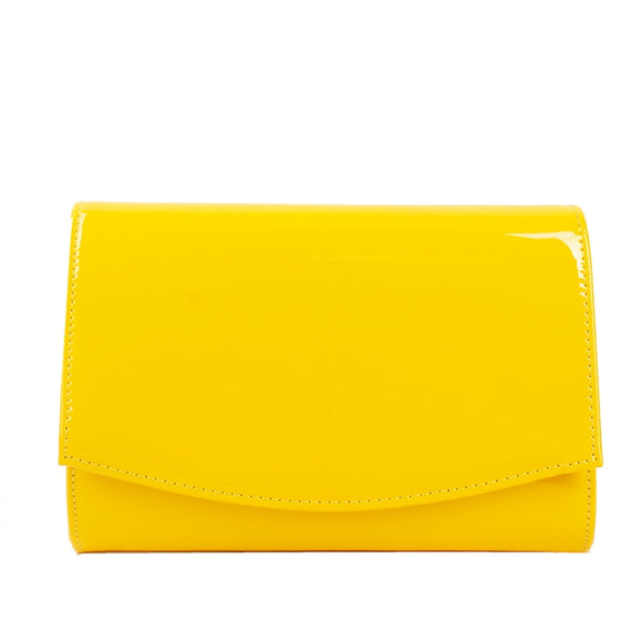 Glossy patent leather evening clutch - yellow