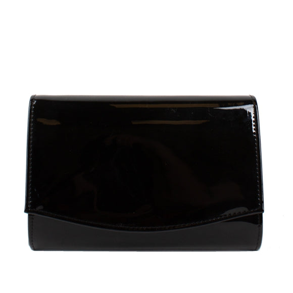 Glossy patent leather evening clutch - black
