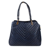 Chevron quilted tote - blue