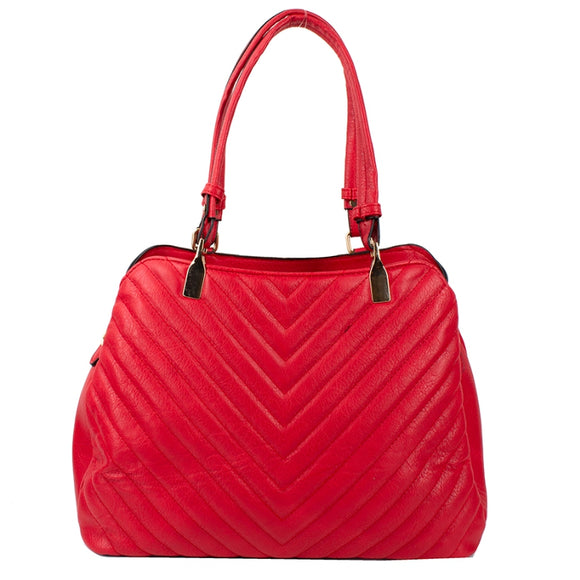 Chevron quilted tote - red