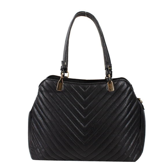 Chevron quilted tote - black